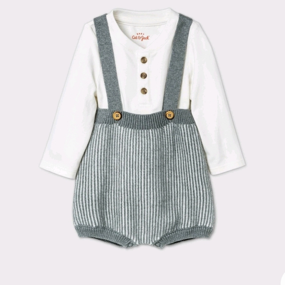 NWT cat and jack Boys' Bloomer Sweater Romper Set